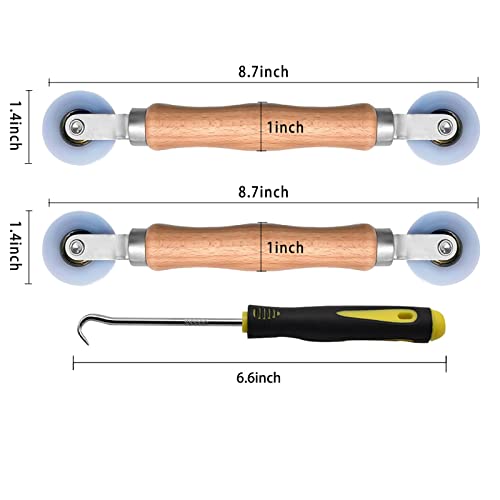 BAYTORY 3Pcs Screen Rolling Tool Kit for Installing Door Mesh Screens Window | Window Screen Spline Roller Tool with Wooden Handle and Nylon Bearing Wheels - style: Nylon