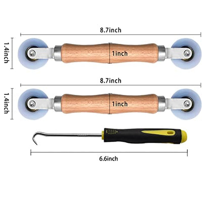 BAYTORY 3Pcs Screen Rolling Tool Kit for Installing Door Mesh Screens Window | Window Screen Spline Roller Tool with Wooden Handle and Nylon Bearing Wheels - style: Nylon