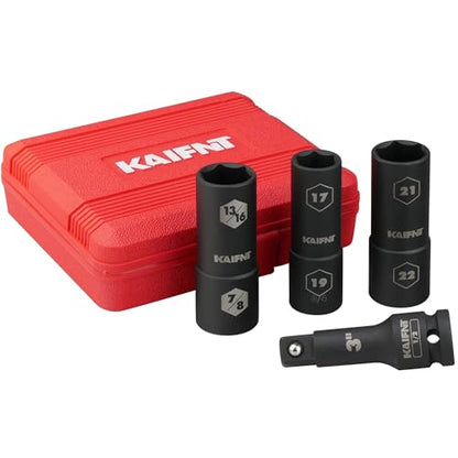 K232 Extra Thin Wall Impact Flip Socket Set, Lug Nut Sockets, 1/2-Inch Drive, 4-Piece - size: Regular sizes