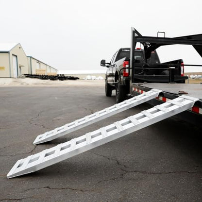 GEN-Y Hitch Heavy Duty Aluminum Loading Ramps - Set of 2, 10 Feet Long x 15 Inches Wide, 10000 lbs Capacity, Hybrid Hook and Plate Ends, Serrated Cross Rungs for Maximum Traction - size: 10'