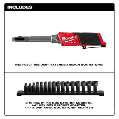 Milwaukee M12 FUEL INSIDER Extended Reach Box Ratchet (Bare Tool)