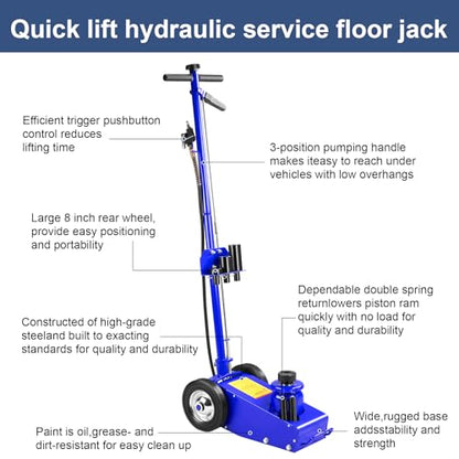 Air Hydraulic Floor Jack Blue, 22 Ton Capacity - color: Blue