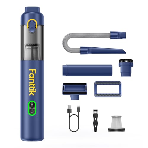 Fanttik V8 Mate Upgraded Cordless Car Vacuum, Portable Mini Vacuum with 13000pa Suction Power, 2 Suction Modes, Type-C Charge, Handheld Vacuum for Car, Small Tasks, Keyboards, Office Desk (Blue) - color: Blue
