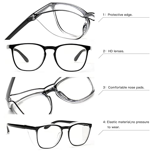 JOO'RTI Anti-Fog Safety Goggles Anti-Blue Light Saftey Glasses Anti-Dust Protective Eyewear for Women and Men - color: Black
