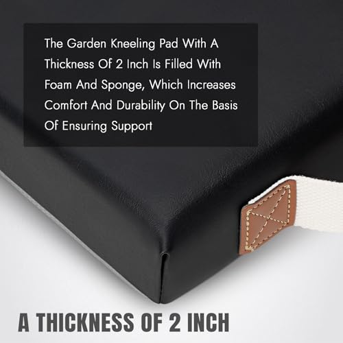 HappyPicnic Waterproof Garden Kneeling Pad - 2" Thick Soft Foam Kneeling Mat for Gardeners with Handle & Removable Cover, Knee Support for Bathing, Black - color: Black