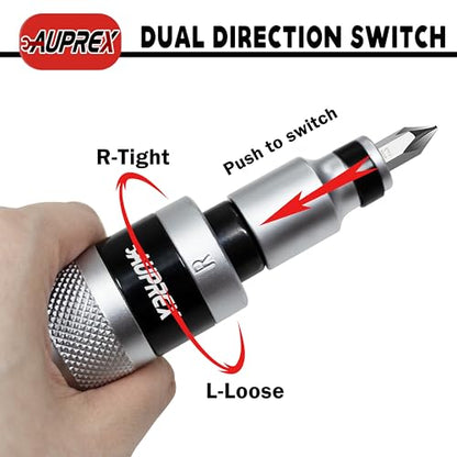 AUPREX Manual Impact Screwdriver, 1/2” Reversible Hand Impact Driver Set, Hammer Screwdriver with 12-Piece CR-V Slotted, Phillips, Hexagonal Bits Set for Removing Rusted Fasteners or Frozen Bolts