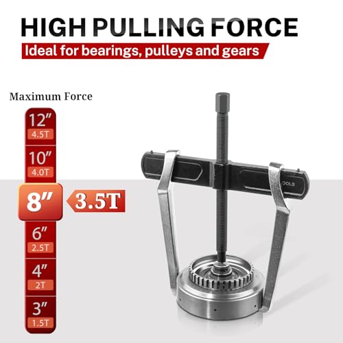 BILITOOLS 8" 2 Jaw Gear Puller, Bearing & Pulley Removal Tool | Internal External Reversible for Flywheel, Gears & Pulleys - size: 8”