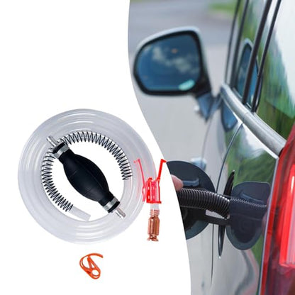 Hand Siphon Pump Kit for Gas Oil Diesel Water Transfer, 9ft Hose with Copper Head & Hand Pump for Cars Boats Emergencies