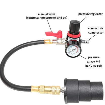 DPTOOL Turbo System Leakage Tester Turbocharger Air Pressure Guage Cooling System Intercoolers Radiators Hose Leaks Test with Regulator Manual Valve 1.38''-3.54''