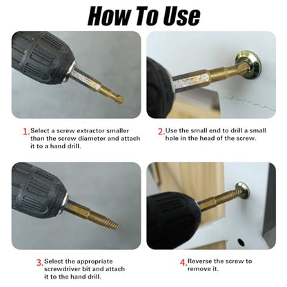 Damaged Screw Extractor Set: 22PCS Titanium Broken Bolt Extractor Kit - Easy Out Stripped Screw Extractor Kit for Easy Removal of Rusty & Broken Hardware High Speed Steel Gifts for Men