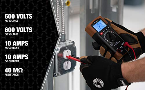 Southwire Auto Range Multimeter 10041N - Multi-Function Digital Multimeter with Backlit Display - Durable Double-Molded Housing - 12 Test Functions