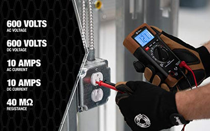 Southwire Auto Range Multimeter 10041N - Multi-Function Digital Multimeter with Backlit Display - Durable Double-Molded Housing - 12 Test Functions