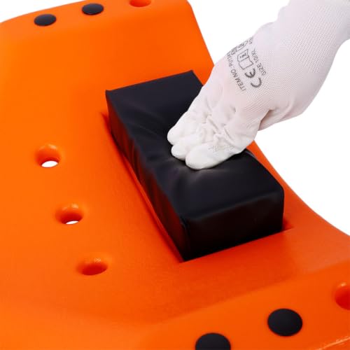 48 Inches Mechanic Creeper, Blow Molded Ergonomic HDPE Body with Padded Headrest, 6 Swivel Casters and Dual Tool Trays, 440 lb Capacity, Low Profile Automotive Car Creeper for Repair & Maintena - color: Orange