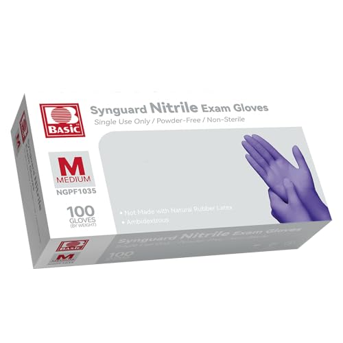 Basic Nitrile Exam Gloves, Medical Violet Blue Gloves Disposable Latex Free Medium Powder-Free For Exam, Food Prep Cleaning, 100 Pcs, M, NGPF1035 - size: Medium, style: Pack of 100