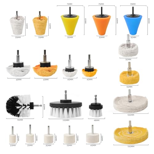 Unicaravan Aluminum Wheel Polishing Kit for Drill Buffing Wheel for Car Motorcycle Wheel Rim Manifold Polishing for Stainless Steel Chrome Wood Plastic Ceramic Glass Woods Machine Jewelry etc 21PCS | For Car Motorcycle Wheel Rim Manifold Polishing for Sta