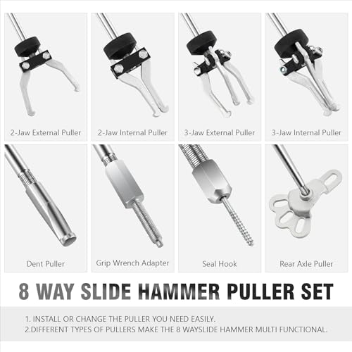 DNA MOTORING 8-Way Slide Hammer Dent Puller Set Auto Body Repair Tool Kit For Most Front-wheel Drive Hubs Rear Axle Shafts, with Carrying Case, TOOLS-00294 - style: 12Pc Multifunctional