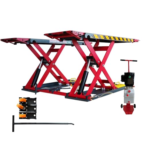 KATOOL Portable Mid Rise Car Lift 7000lbs Lifting Capacity Max. Lifting Height 39" (More Easy to Access) Adjustable Scissor Car Lift Scissor Quick Jack for Home Garage and Shop, 110V