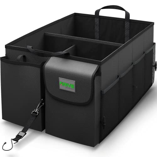 DRIVE - Car Trunk Organizer - Collapsible, Multi-Compartment Automotive SUV Car Organizer for Storage w/Adjustable Straps - Truck & Car Accessories for Women and Men - Black - color: Black