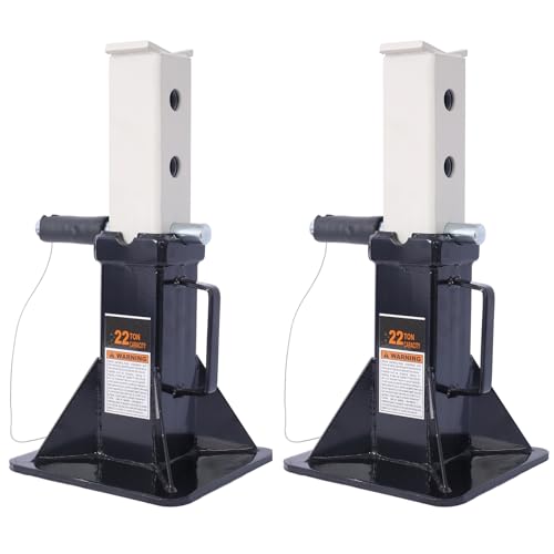 Heavy Duty Pin Type Professional Car Jack Stand with Lock, 22 Ton (44,000 lb) Capacity, 1 Pair, Black - color: Black