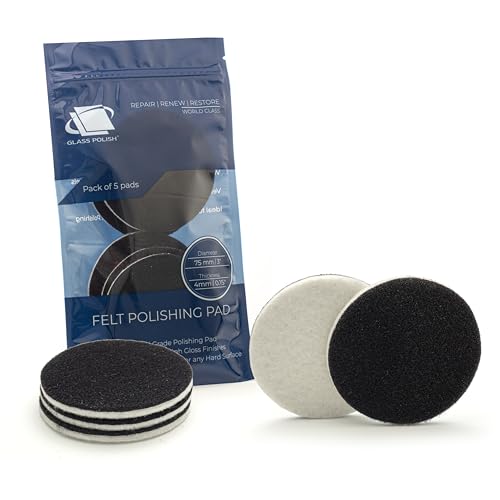 GLASS POLISH PRO Rayon Felt Polishing Pads 3” (75mm) - Pack of 5 | For Cerium Oxide Glass Polishing, Scratch Removal, Plastic & Headlight Restoration, Metal Polishing & Clear Coat Finishing - style: 3" (5 Pads)