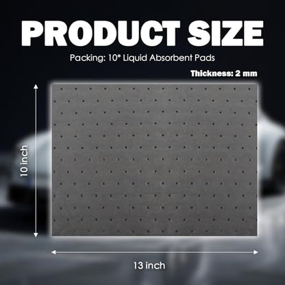 10PCS 13"x10.1" Car Oil Absorbent Pads,Reusable Cars Oil Mat for Absorbing Oils and Various Fluids,Essential Cars Oils Spill Mat Car Accessories for Workshop/Garage