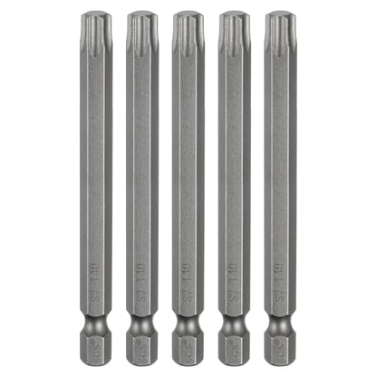 HARFINGTON 5pcs T40 Torx Head Screwdriver Bit 1/4" Hex Shank 3.2" (80mm) Long Magnetic No Hole Tip Tamper Proof 6 Point Star Screw Driver Drill Bits S2 Steel Industrial Power Screwdrivers - size: T40 x 3.15"(80mm)