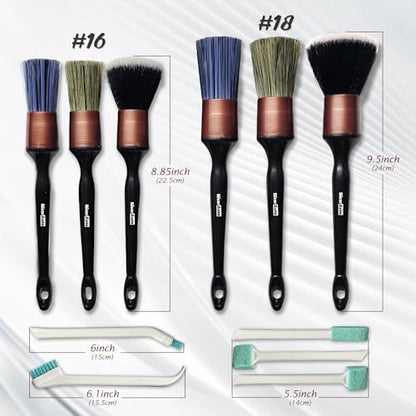 11PCS Car Detailing Brush Set, Boars Hair & Ultra Soft Kit, Rose Gold | 2 Sizes No Scratch Auto Detailing Brushes for Leather Dashboard Gaps, 5 Precision Crevice Tools Reach AC Outlet, Wet Dry Use - color: Rose Gold 11pcs Detailing Brush Set