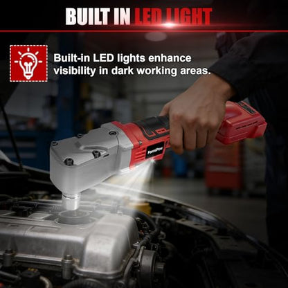 Right Angle Impact Wrench for Milwaukee M18 Battery (No Battery) | 1/2" Square Drive, 280Nm, 2-Speed Control, Cordless Design, LED Light, Safety Lock, Includes 5 Sockets for Tight Spaces