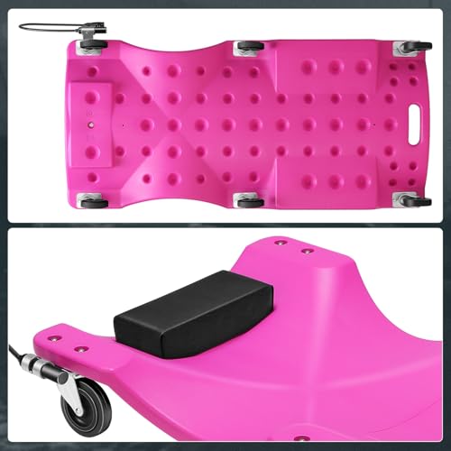 40" Rolling Vehicle Repair Garage/Shop Creeper with LED Light, Padded Headrest, Dual Tool Trays and 6 Casters, CAAP-TOLS-CRP-T2-40-PR