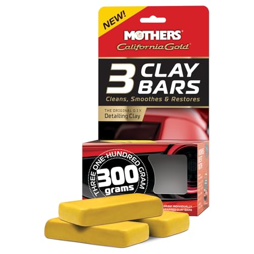 Mothers California Gold 3 Clay Bars, 3 100-gram (07242) | Removes Overspray, Brake Dust, Bugs, Restores Smooth, Brilliant Finish to Paint, Chrome, Glass & Plastic, Safe & Easy to Use