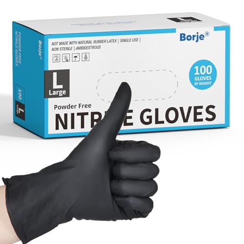 Borje Disposable Nitrile Gloves, Cooking, Cleaning, Food Safe - color: Black of 100, size: X-Large