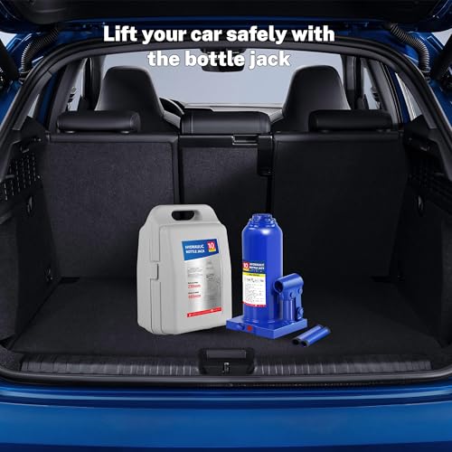 10T Bottle Jack with Tire Kit & Wheel Chock, 20,000 lbs | Welded steel jack for box trucks & farm equipment. 9.06"-17.32" lift. Chock included. Portable. - color: 10 Ton with Tire Kit + Wheel Chock