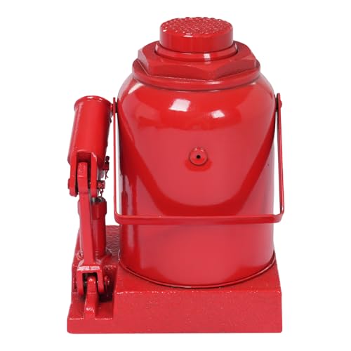 30 Ton Hydraulic Bottle Jack, 66,138lbs Red Stubby Low Profile Welded Bottle Jack, Alloy Steel Heavy Duty Bottle Jacks with 17.32in Lifting Height for Industrial Equipment - size: 30 Tons