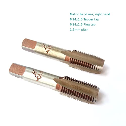 AtticZone M14 x 1.5 Metric Hand Thread Tap, Right Hand, Alloy Tool Steel, 1 Taper Tap, 1 Plug Tap for Metal Working DIY Industrial - size: M14x1.5