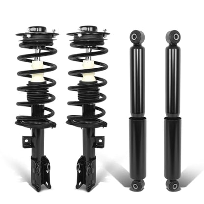 Auto Dynasty Pair of Front Coil Spring Shock Strut Mount Assembly and Rear Struts Shock Absorber Compatible with Chevy Equinox Pontiac Torrent Saturn Vue 2007-2010, Matte Black Powdercoat