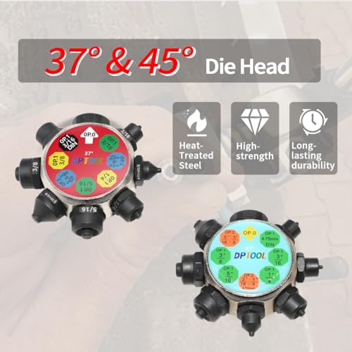DPTOOL Brake Line Flaring Tool Kit Professional 45 & 37 Degree Flare Tool | Single, Double and Bubble Flare Tool, Brake Line and Tubing Flaring Tool for 3/16", 1/4", 5/16", 3/8" and 4.75mm Tubing - size: 37&45 Degree