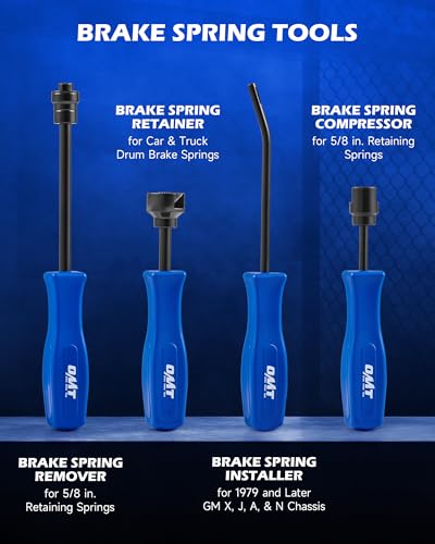 OMT 32pc Dual Brake Tool Kit w Caliper Compressor and Drum Brake Set, Black | Structural-Grade Steel; Black Oxide Chrome Finish; Piston Wind Back Set for Mechanics; Spring Pliers; 24 Adapters - color: Black