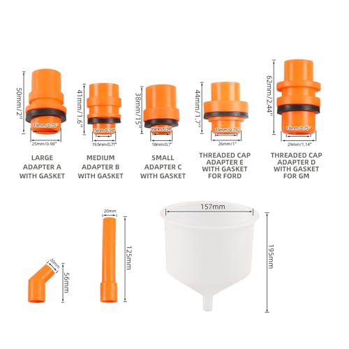 Not Spill Coolant Funnel Kit Frees Radiator Filling Proof Bleeder for Car Flushes Orange Pouring Corrosion Resistant Not- Burping for Fill