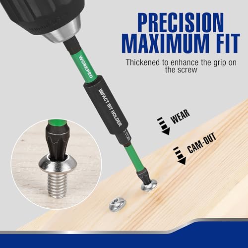 WORKPRO 27PCS 1"& 2" Magnetic Impact Torx Bit Set (TT7-TT40) | CNC Machined S2 Steel Security Tamper Proof Star Bits, Magnetic Tip, 1/4" Hex Shank, Long Bits with Extension & Storage Box - size: 1 in&2 in