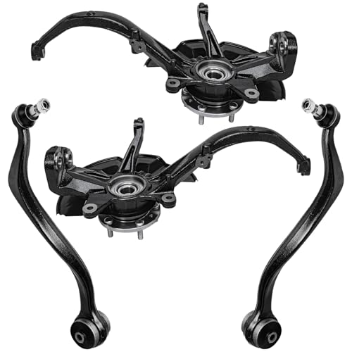 Detroit Axle - Front Steering Knuckles Hubs + Lower Rearward Control Arms w/Ball Joints Replacement for Fusion MKZ Milan Zephyr - 4pc Set - size: 4CU47668/4PC