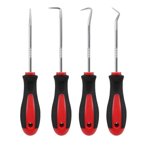 Zpana 4PCS Car Precision Hook and Pick Set, O Ring Vehicle Oil Seal Gasket Pick with Ergonomic Handle, Automotive Mechanic Hooks Puller Remover Tool, Universal for Automobile RV Truck (Style B) - size: StyleB