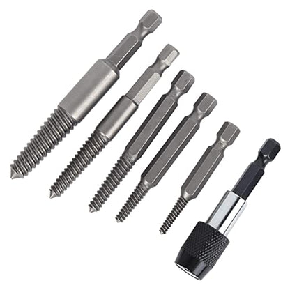 Screw Extractor Set, 6 Pcs Headless Broken Screw Remover, Damaged Stud Removal Tool, Professional Grade Kit with Post, for Mechanics, Automotive Repair, Woodworking, DIY Projects,
