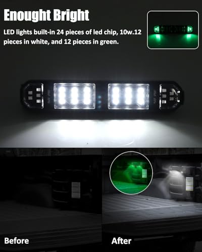 SUNPIE UTV Dome Light SXS Interior Wireless Lighting LED Battery Powered Rechargeable Upgrade Button&Magnet for Polaris Talon/Pioneer Kawasaki Mule/Teryx Can Am ATV Truck Tractor Boat, Four Modes - color: 1 PC of White and Green