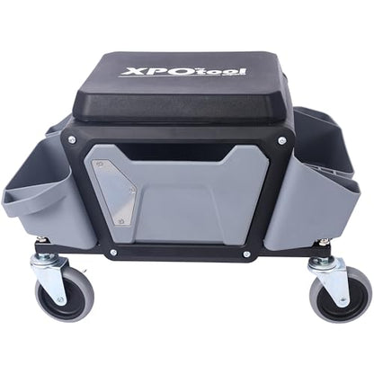 Mechanic Stool Seat Chair with Wheels, Heavy Duty Rolling Garage Stool with Soft Rubber Cushion Seating and Drawer, 330 LBS Capacity, Rolling Tool Seat for Shop, Auto Repair (Gray) - color: Grey