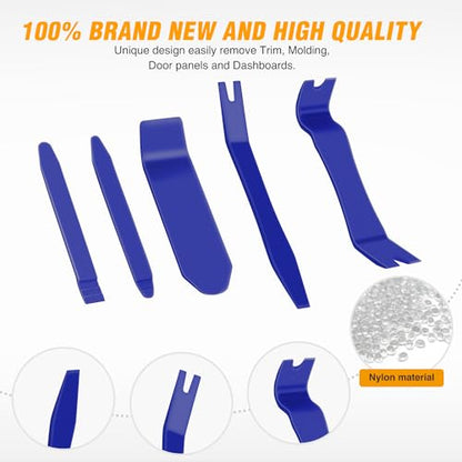 GOOACC 6PCS Auto Trim Removal Tool Kit No-Scratch | Removal Tool Kit for Car Audio Dash Panel Window Molding Fastener Remover Tool Kit-Blue - color: Blue, size: 6PCS Trim Removal
