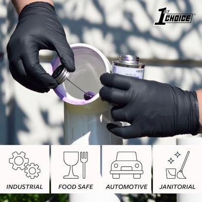 1st Choice Nitrile Gloves Disposable Latex-Free, Black, 5 Mil for Cooking, Cleaning, Automotive, Industrial, Food Prep, Home - size: Large, style: 5 Mil, Box of 100