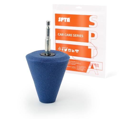 SPTA Polishing Cone, Car Wheel Hub Drill Buffing Sponge Pads Kit, Polishing Ball (Blue T80 Medium Cut Polishing Cone) - color: Blue T80 Medium Cut Polishing Cone