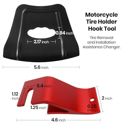 (2-Pack) Calvana Motorcycle Tire Bead Installation Holder Hook with 2 Detachable Tools, Dirt Bike Tire Installation and Changing Tools, Compatible with CRF, CR, KXF, KX, YZF, YZ, RM, RMZ - Red