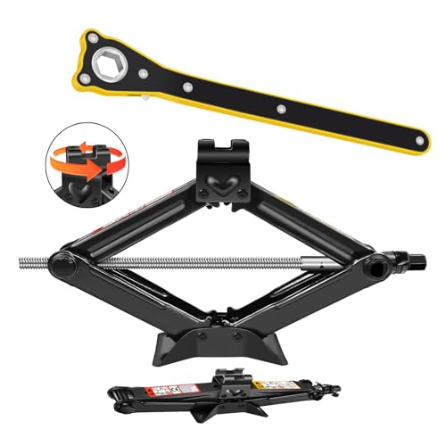 HSHa Scissor Jack 2 Ton Quick Lifting Tire Changing Kit 4.33" to 15.35", Portable Tire Changing Kit with Lug Wrench for Car SUV, Black
