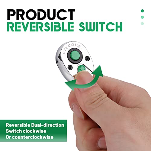 1/4 Inch Drive Ratchet Wrench, 1/4 Ratchet Wrench, 1/4 Drive Stubby Ratchet Socket Wrench, 72-Tooth, Reversible Cr-Mo Colorful Head, Chrome Steel - 3.54''/9cm - size: 1/4" Colorful Stubby Ratchet - 3.54 inch